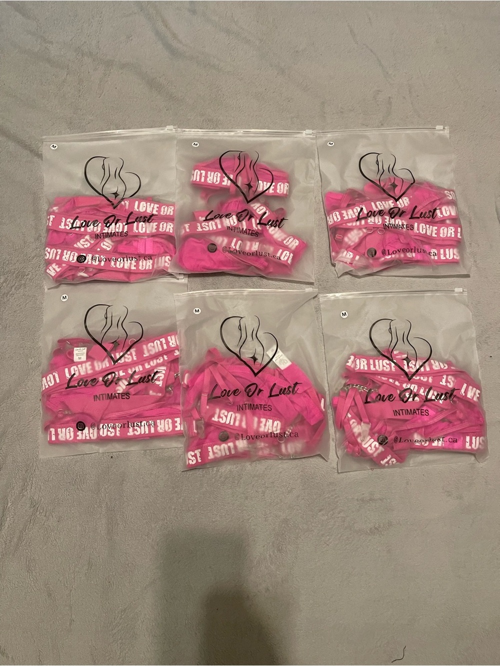 ⭐️ BUNDLE OF 6 SETS! ⭐️ Love or Lust Pink Mesh Bra Thong & Garter Sets - NWT